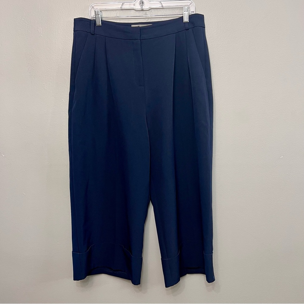 ASOS Women’s Wide Leg Cropped Navy Blue Pants Size 12